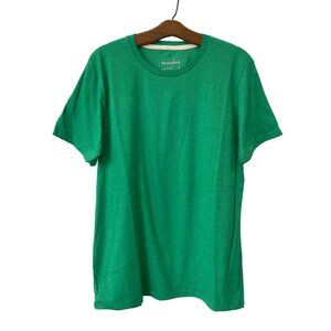 Homefield Crewneck Short Sleeve T Shirt Mens L Green Cotton Poly Plain Basic Tee